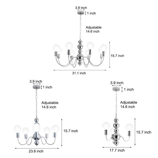 Iron Electroplating Glass Ball Shade Minimalist French Style Chandelier - Image 9