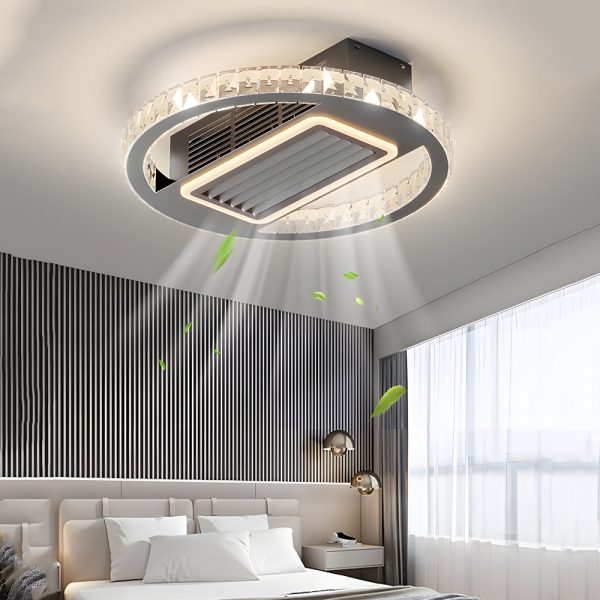 19.7 In. Nordic 6 Speeds Bladeless Ceiling Fan with LED Light, Remote Control - Image 3