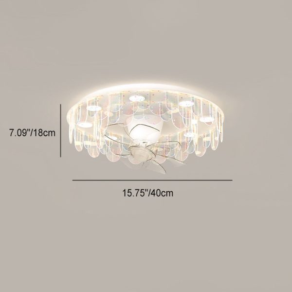 Contemporary Creative Iron Acrylic Round Piece LED Flush Mount Ceiling Fan Light For Living Room - Image 5