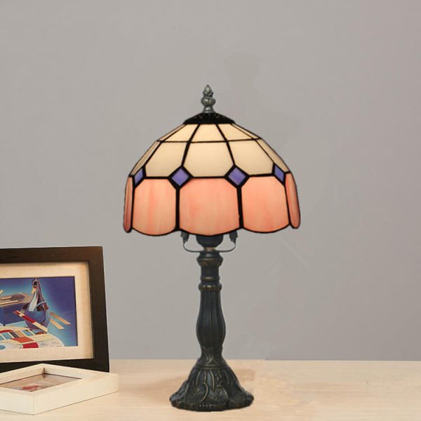 Vintage Tiffany Mediterranean Stained Glass 1-Light Table Lamp - Image 15