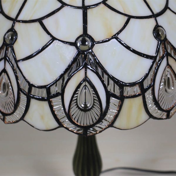 Tiffany Retro Lotus Resin Base Stained Glass 1-Light Table Lamp - Image 15