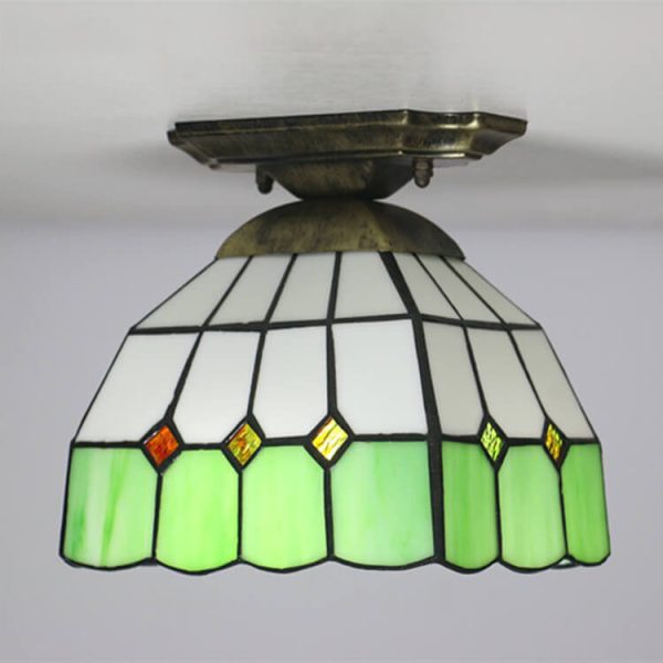 Tiffany Stained Glass Dome 1-Light Semi-Flush Mount Ceiling Light - Image 15