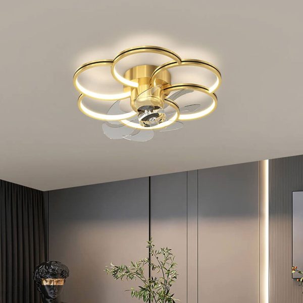 Modern Luxury Flower Petal Design LED Flush Mount Ceiling Fan Light - Image 22