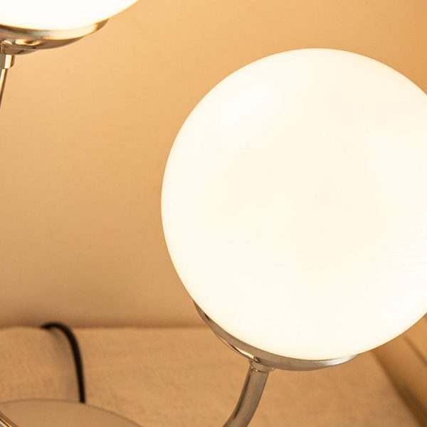 Vintage Chrome Iron Glass Ball 2-Light Table Lamp - Image 10