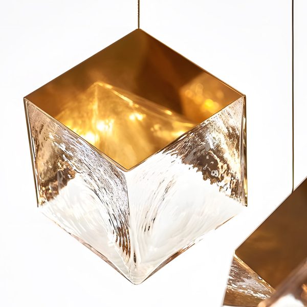 1/3/6/9-Light Multi Glass Ice Cube Metallic Staircase Chandelier in Gold/Chrome - Image 9