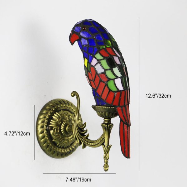 Tiffany Vintage Parrot Stained Glass 1-Light Wall Sconce Lamp - Image 10