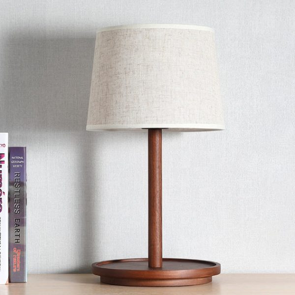 Modern Minimalist Cone Fabric Wood Base 1-Light Table Lamp For Study - Image 6