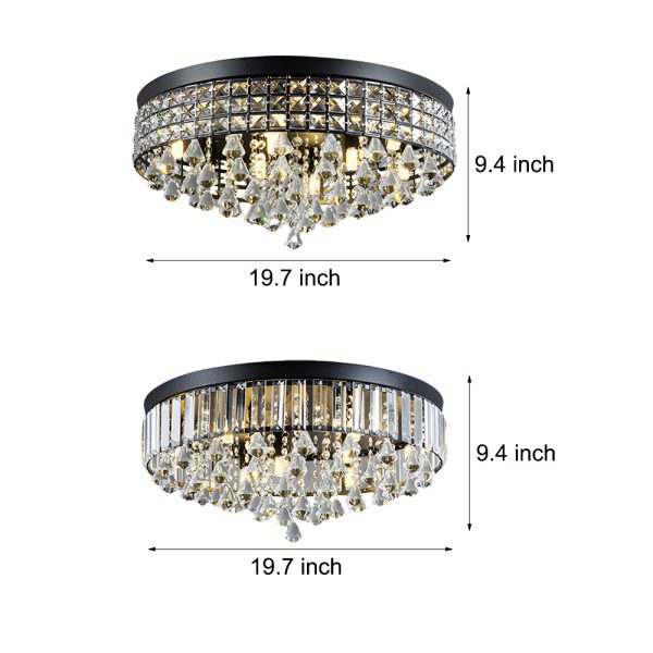 19'' Round Crystal Pendants LED Ceiling Lights Fixture Ceiling Lamp - Image 9