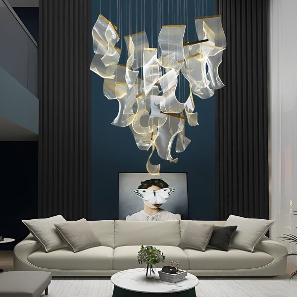 Irregular Curl Acrylic Paper Stepless Dimming LED Nordic Chandelier - Image 11