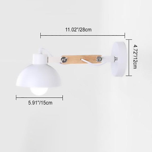 Modern Nordic Iron Semicircle Adjustable Wooden Lamp Arm 1-Light Wall Sconce Lamp - Image 6