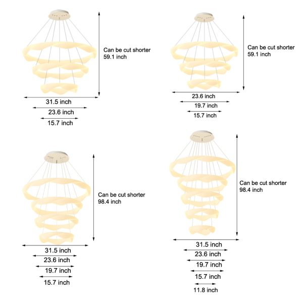 Creative Cream Style Designer Rings 3 Step Dimming Modern Chandelier - Image 15
