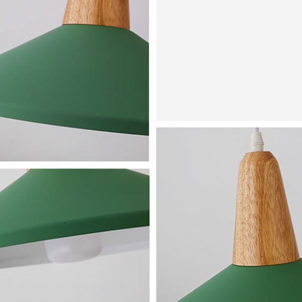 Nordic Minimalist Macaron Solid Color Aluminum Wood 1-Light Pendant Light - Image 6