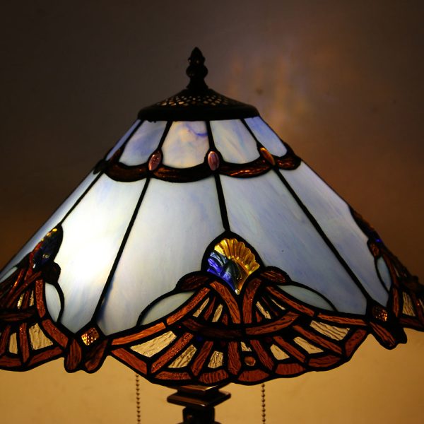 Tiffany Mediterranean Stained Glass Cone Pull Cord 2-Light Table Lamp - Image 14
