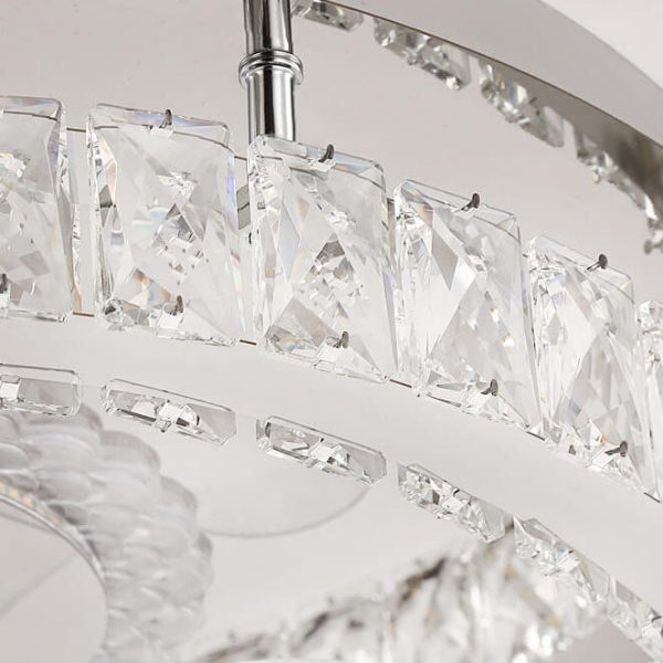 Modern Luxury Crystal Stainless Steel LED Flush Mount Ceiling Fan Light - Image 18