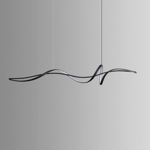 Modern Minimalist Wave Strip Line Iron Aluminium Silica LED Chandeliers Island Light For Dining Room - Image 12