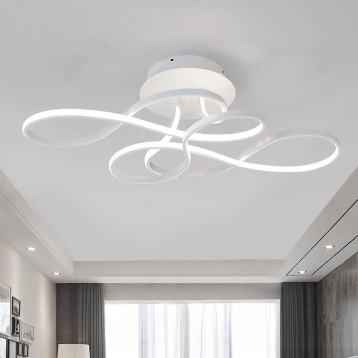 Modern Minimalist Aluminum Acrylic Line LED Flush Mount Ceiling Light - Image 18