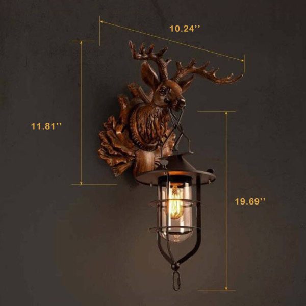 Retro Deer Head Antlers 1-Light Wall Sconce Lamp - Image 8