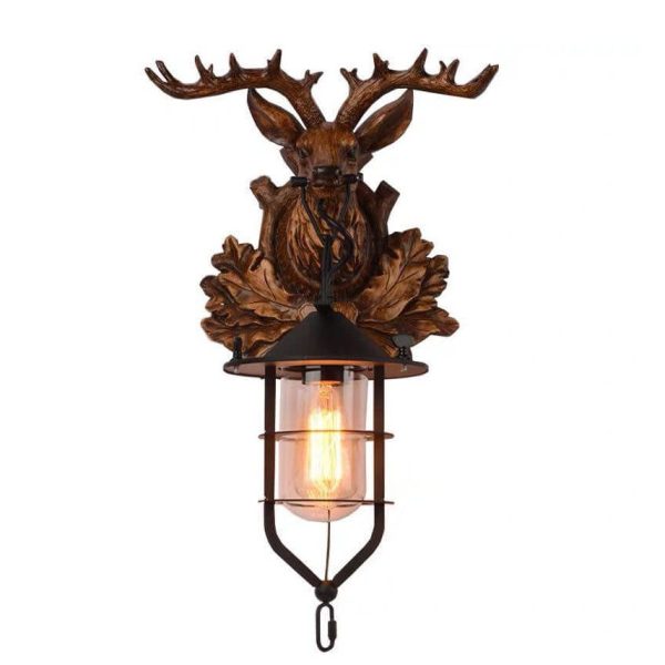 Retro Deer Head Antlers 1-Light Wall Sconce Lamp - Image 10