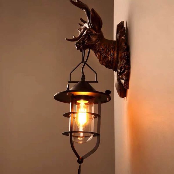 Retro Deer Head Antlers 1-Light Wall Sconce Lamp - Image 13
