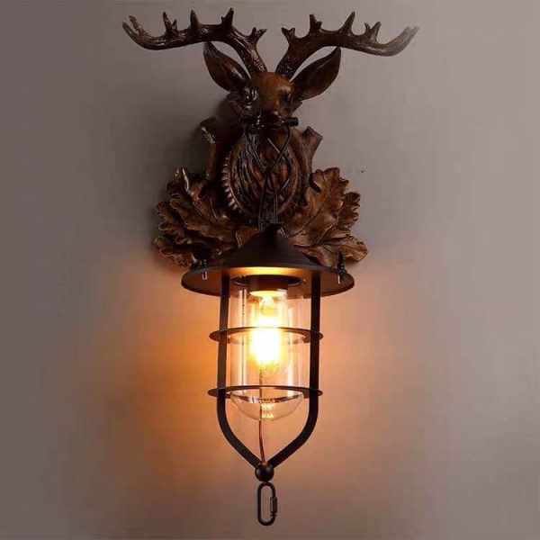 Retro Deer Head Antlers 1-Light Wall Sconce Lamp - Image 12