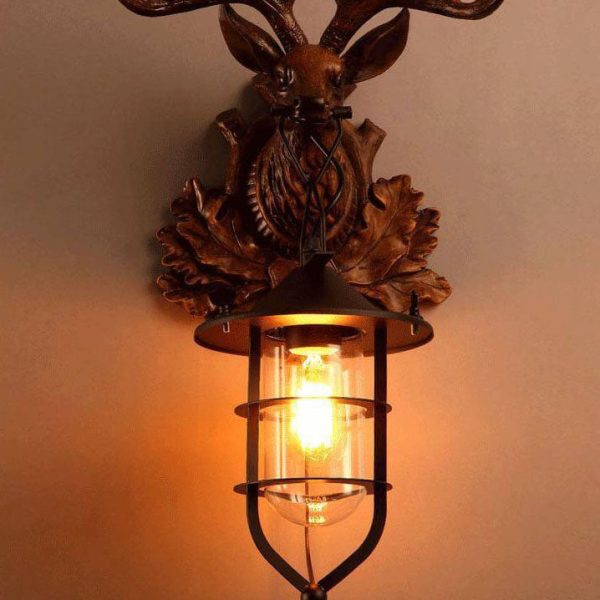 Retro Deer Head Antlers 1-Light Wall Sconce Lamp - Image 7