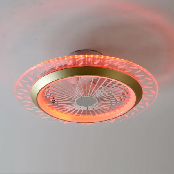 Modern RGB Acrylic Round LED Seme-Flush Mount Ceiling Fan Light - Image 15
