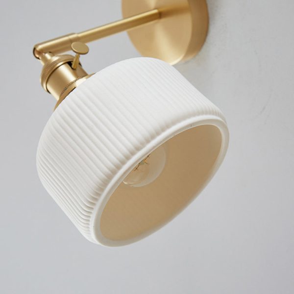 Modern Minimalist Striped Ceramic Jar 1-Light Wall Sconce Lamp - Image 4