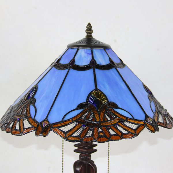 Tiffany Mediterranean Stained Glass Cone Pull Cord 2-Light Table Lamp - Image 15