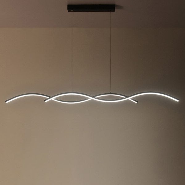 Nordic Minimalist Long Strip Wave Design Island Light LED Chandelier - Image 11