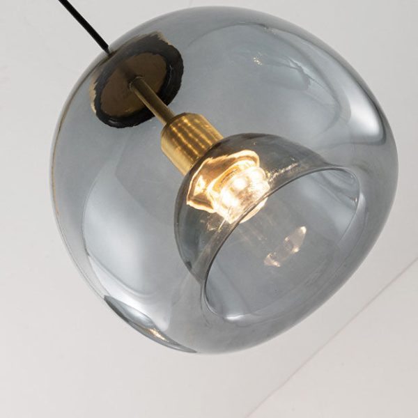 Contemporary Scandinavian Round Copper Glass 1/3 Light Island Light Chandelier For Dining Room - Image 8
