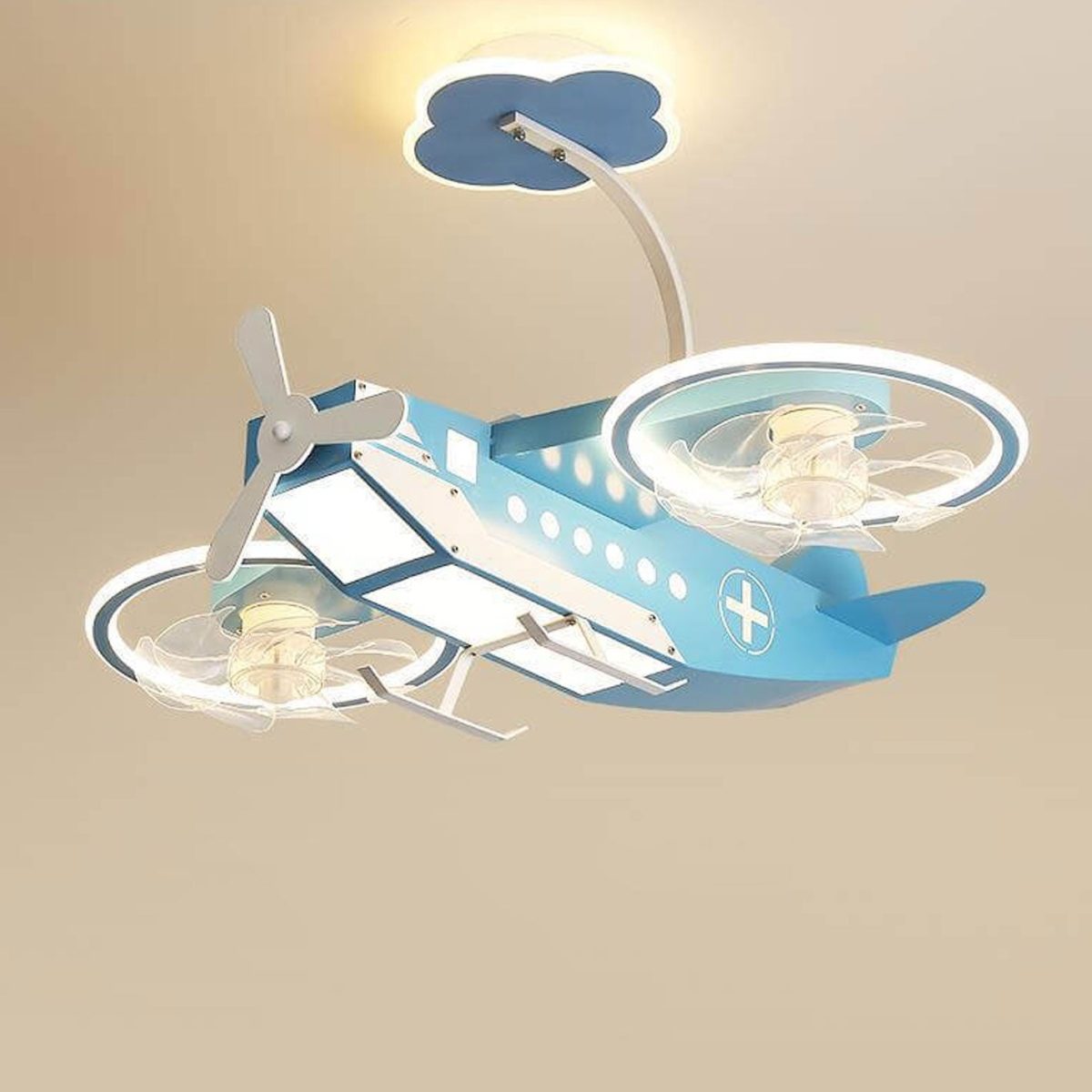 Creative Cartoon Aircraft Kids Flush Mount Ceiling Fan Light - Image 2
