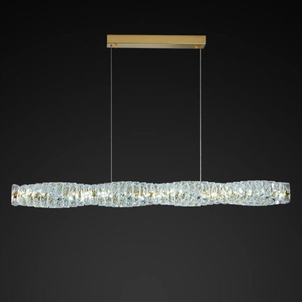 Modern Simplicity Stainless Steel Crystal Strip LED Island Light Pendant Light For Dining Room - Image 11