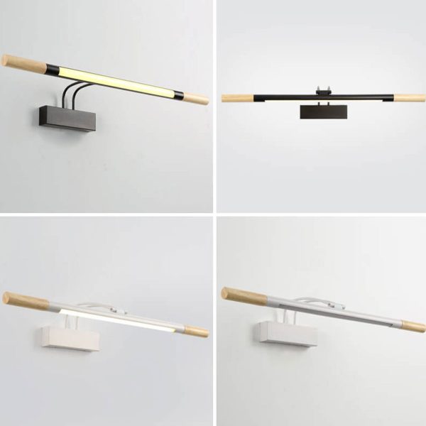 Nordic Solid Wood Curved Arm Long Vanity Light LED Wall Sconce Lamp - Image 14