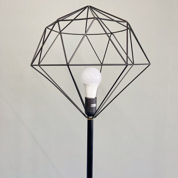 Contemporary Simplicity Iron Hollow Diamond Shape 1-Light Standing Floor Lamp For Study - Image 7