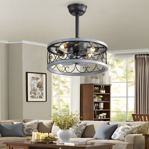 Retro Three Step Dimming LED Mute Bladeless Ceiling Fans with Remote - Image 4