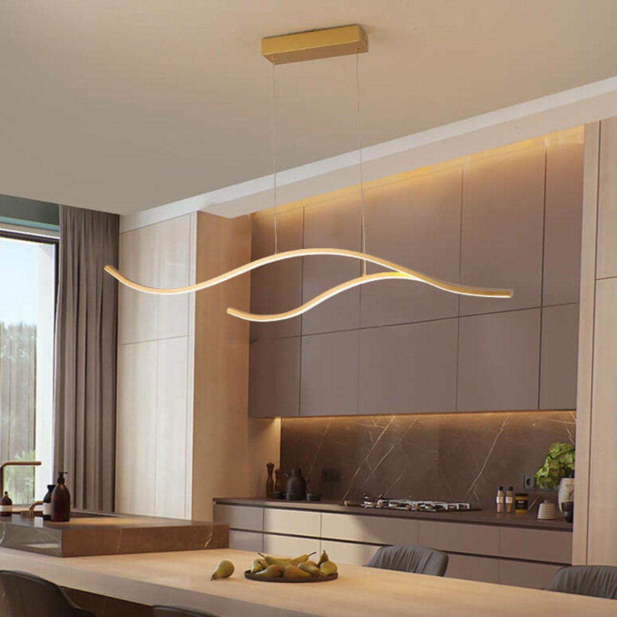 Nordic Creative Long Line Island Light LED Art Chandelier - Image 16