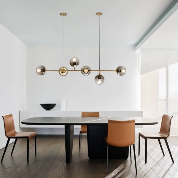 Nordic Minimalist Colorful Orb Hardware Glass 6-Light Island Light Chandelier - Image 4