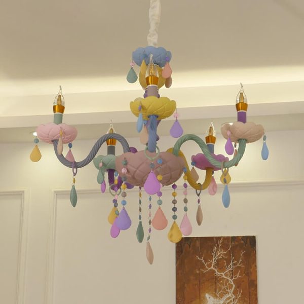 Modern Children's Princess Macaroon Candelabra Crystal Glass 5/6/8/10/12/15 Light Chandelier - Image 27