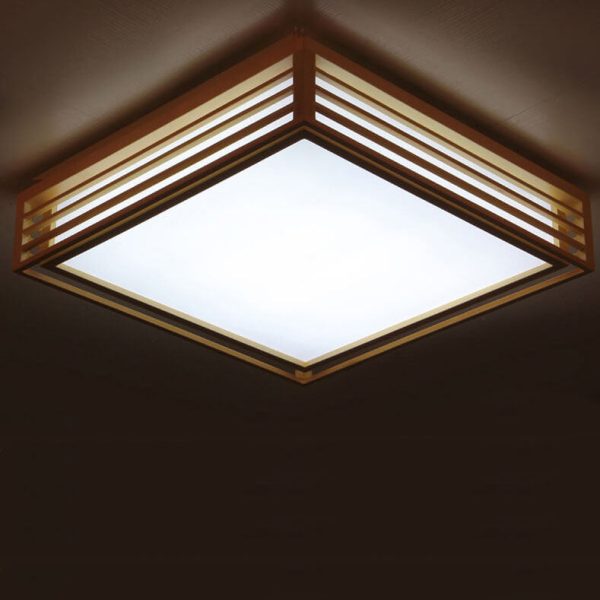 Nordic Solid Wood Square LED Japanese Tatami Flush Mount Ceiling Light - Image 5
