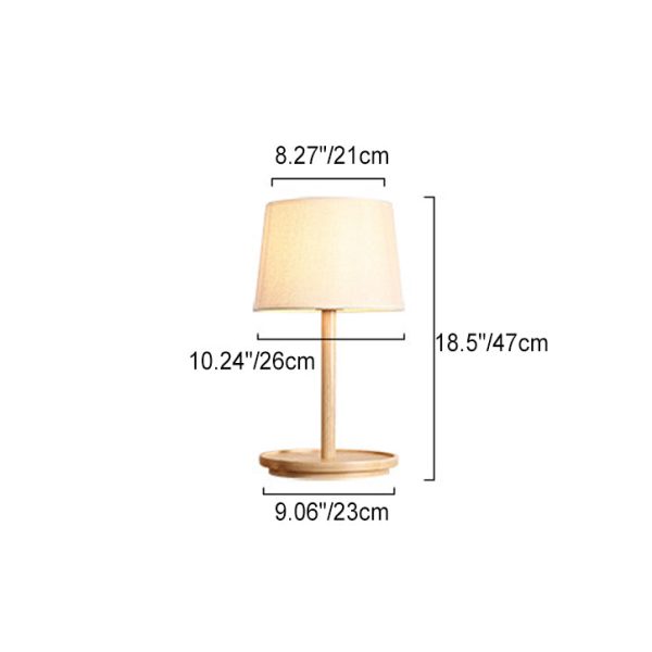 Modern Minimalist Cone Fabric Wood Base 1-Light Table Lamp For Study - Image 7