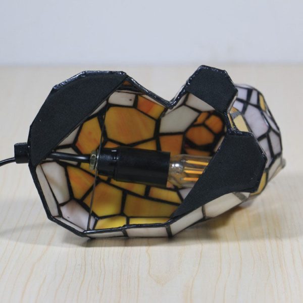 Traditional Tiffany Stained Glass Cat 1-Light Table Lamp For Bedroom - Image 5