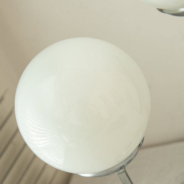 Vintage Chrome Iron Glass Ball 2-Light Table Lamp - Image 11
