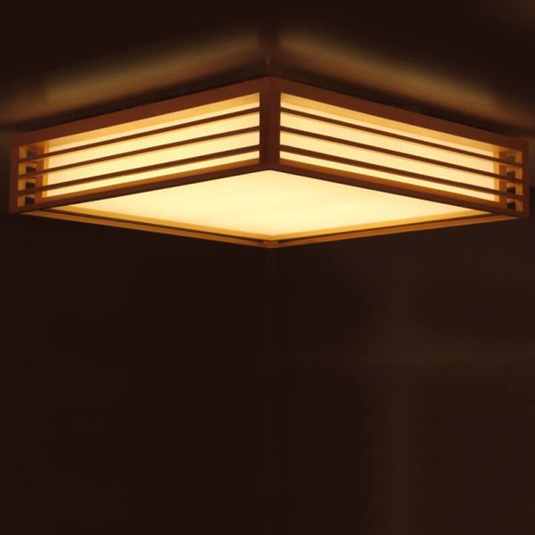 Nordic Solid Wood Square LED Japanese Tatami Flush Mount Ceiling Light - Image 6