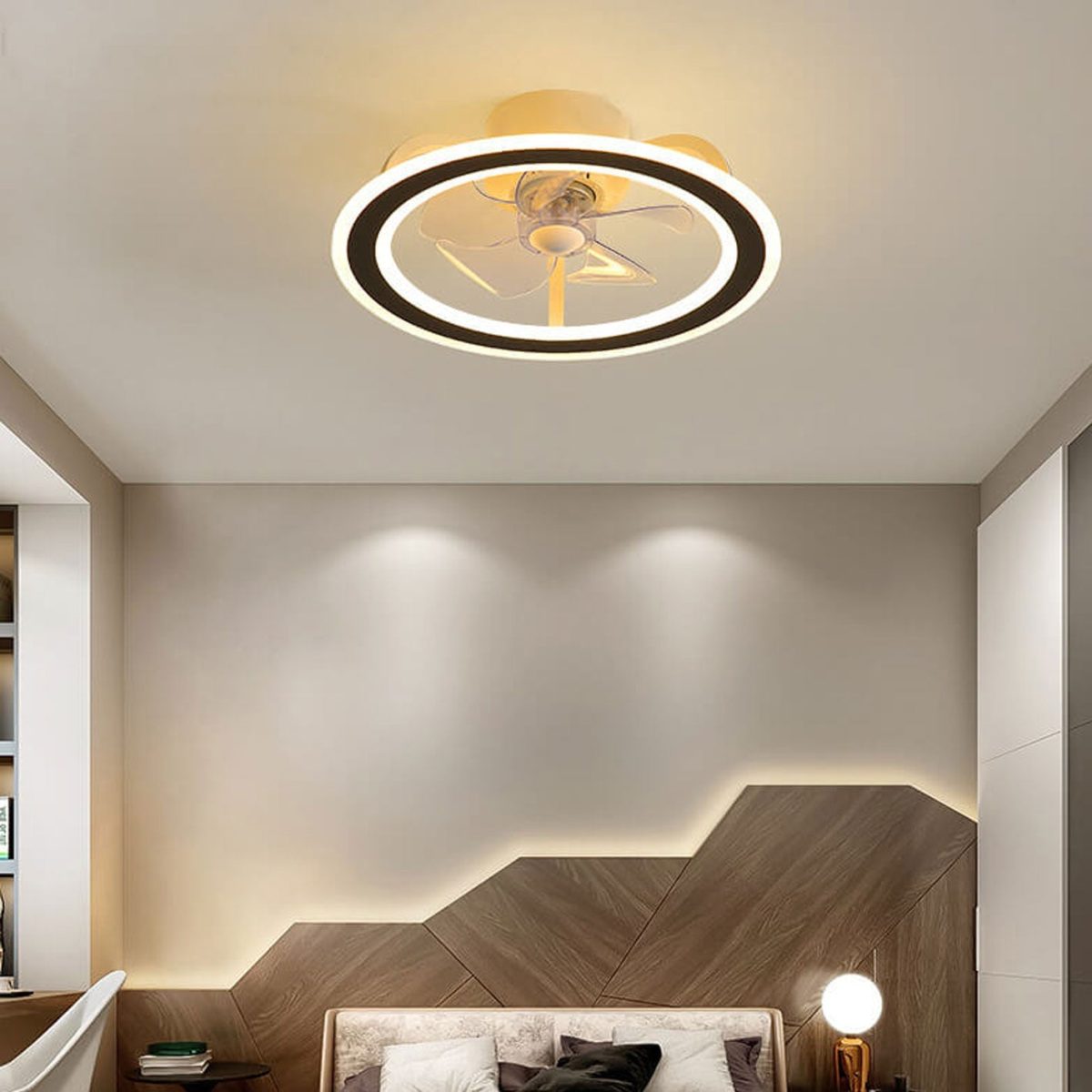 Nordic Creative Round LED Semi-Flush Mount Ceiling Fan Light - Image 21