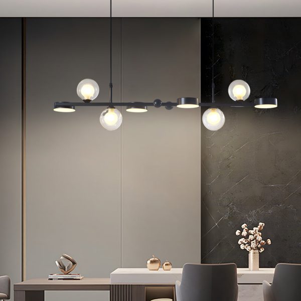 6/8-Light 3step Dimming Glass Ball LED Long Dining Room Chandelier - Image 6