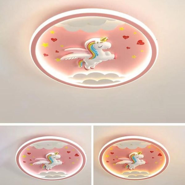 Modern Cartoon Resin Airplane Pegasus Acrylic Shade LED Kids Flush Mount Ceiling Light - Image 15