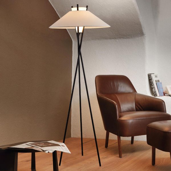 Contemporary Simplicity Semi-tapered Fabric Shade Iron Tripod 1-Light Standing Floor Lamp For Study - Image 14