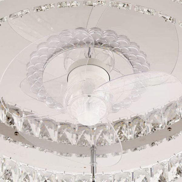 Modern Luxury Crystal Stainless Steel LED Flush Mount Ceiling Fan Light - Image 19