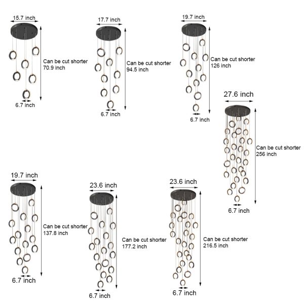 LED Ring Clusters Rotating Staircase Chandelier - Image 9