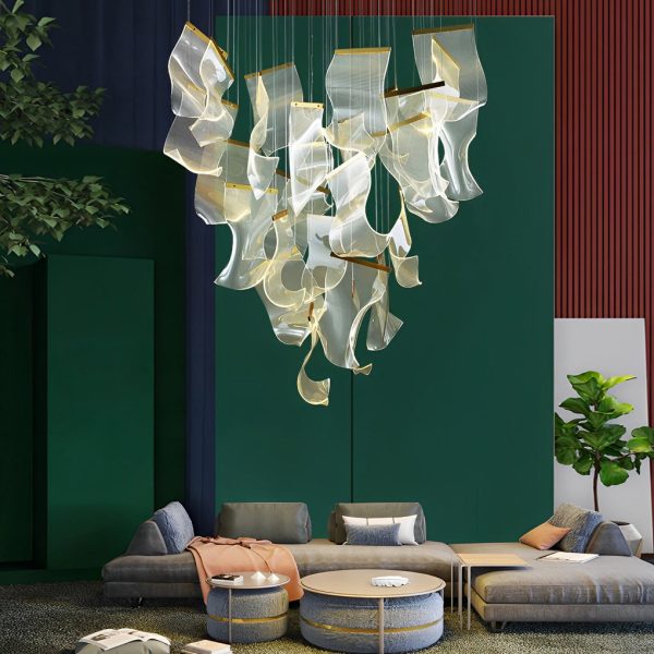 Irregular Curl Acrylic Paper Stepless Dimming LED Nordic Chandelier - Image 7
